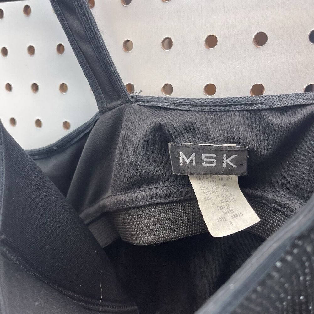 MSK Crop Tank Top Black Size M/L Braless Shimmer NYE Party - Picture 3 of 4
